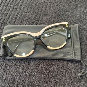 Chic Black and Light Pink Cat-Eye Clear Lens Glasses